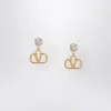 Valentino Gold Vlogo Signature Earrings With Silver Swarovski