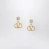 Valentino Gold Vlogo Signature Earrings With Silver Swarovski