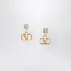 Valentino Gold Vlogo Signature Earrings With Silver Swarovski