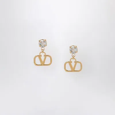 VALENTINO GARAVANI VALENTINO GARAVANI GOLD VLOGO SIGNATURE EARRINGS WITH SILVER SWAROVSKI