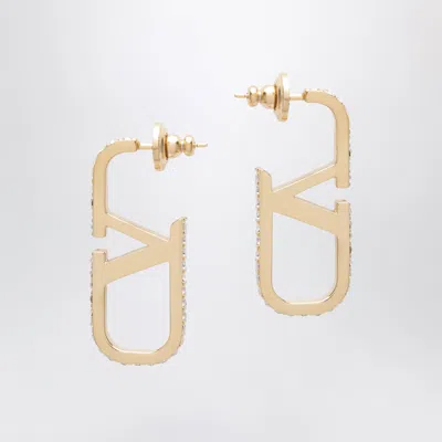 Valentino Garavani Gold-tone Vlogo Signature Mini Earrings With Swarovski Crystals In Neutral