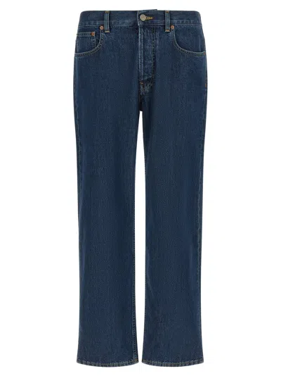 Valentino Garavani Gold-trimmed Jeans In Blue
