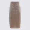 Valentino Midi Skirt With Back Slit And Bow In Brown