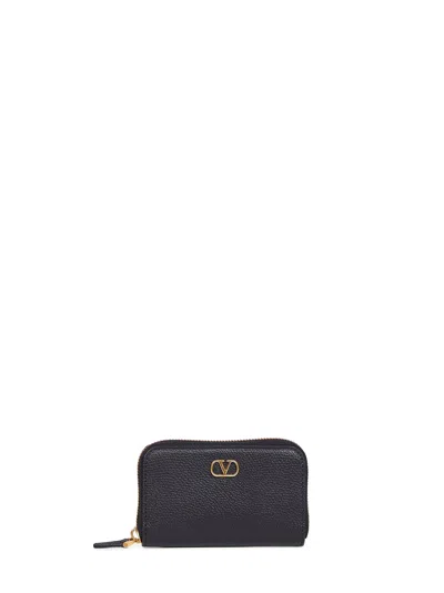 Valentino Garavani Grained Calf Leather With Vlogo Wallet In Black