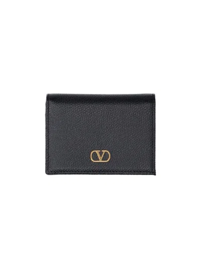 Valentino Garavani Grained Leather Folded Wallet In Black