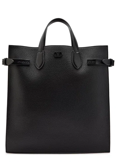Valentino Garavani Grained Leather Tote In Black
