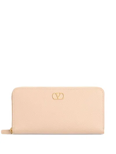 Valentino Garavani Grained Leather Vlogo Wallet In Pink