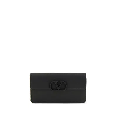 Valentino Garavani Grainy Calfskin With Vlogo Wallet In Black