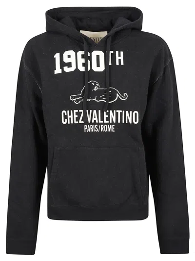 VALENTINO VALENTINO GARAVANI GRAPHIC-PRINT DRAWSTRING HOODIE WITH VINTAGE TEXT