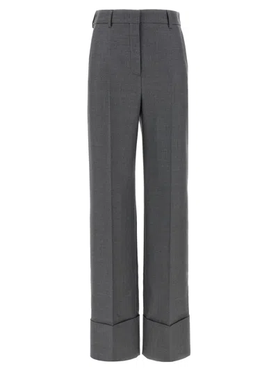 Valentino Garavani Virgin Wool Wide-leg Trousers In Gray