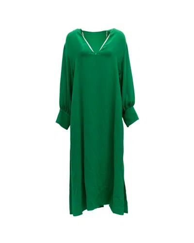 Valentino Garavani Puffed-sleeve Evening Dress In Green