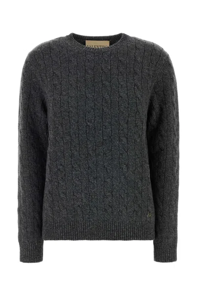 Valentino Garavani Dark Grey Wool Sweater In Gray