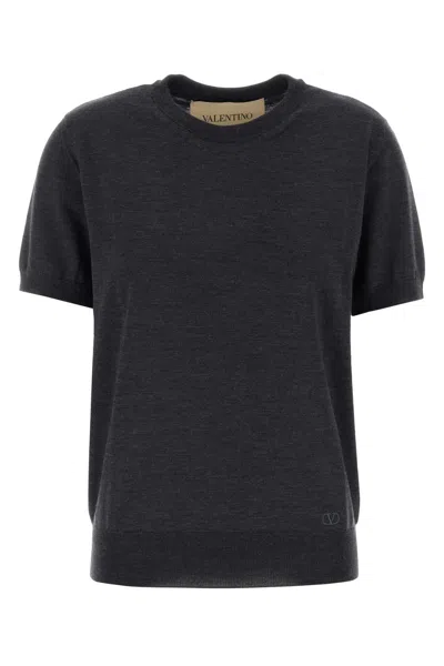 Valentino Garavani Charcoal Wool Sweater In Black