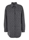 Valentino Garavani Grey Reversible Shirt With 'toile Iconographe Jacquard' Pattern In Wool Blend Wom In Multicolor