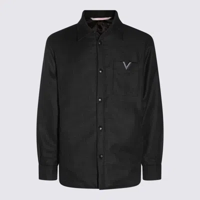 Valentino Jacket With Logo In Nero/antracite