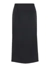 Valentino Garavani 'grisaille' Black Midi Skirt With Side Splits In Wool Woman In Multicolor