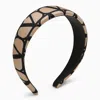 Valentino V Logo All Over Twill Leather Headband In Brown