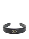 Valentino Wide Leather Hair Band With Stud Detailing In Black