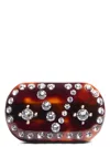 Valentino Garavani Tortoiseshell Green Hair Clip With Crystals And Gold Details Women In Brown
