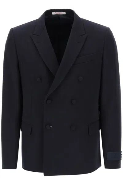 Valentino Double-breasted Wool Jacket In Blue
