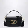 Valentino Garavani  Black Hammered Leather Mini Vlogo Bag In Black