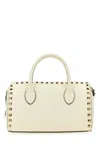 Valentino Women's Ivory Leather Rockstud Handbag In White