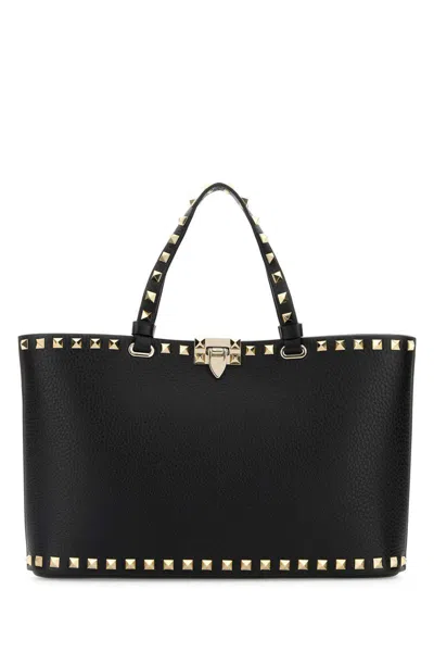 Valentino Garavani Black Leather Rockstud Handbag