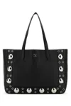 Valentino Nellcôte Medium Shopping Bag In Garnet Calfskin In Black