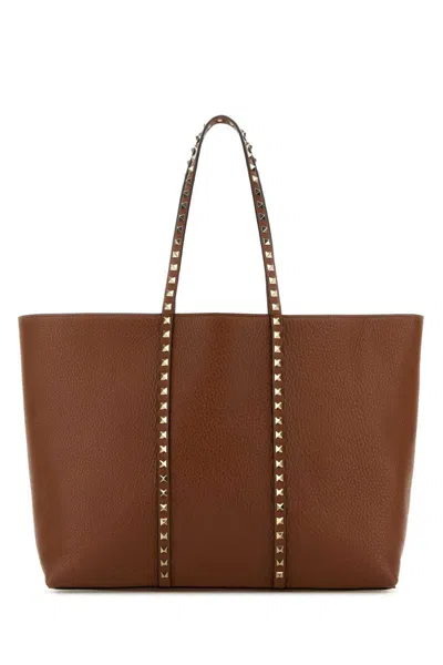 Valentino Garavani Brown Rockstud Tote Bag