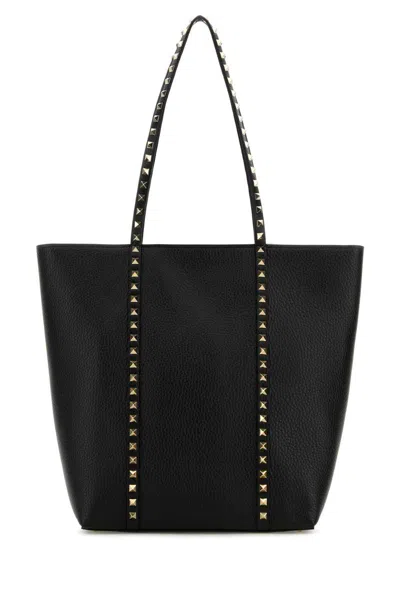Valentino Garavani Rockstud Shopping Bag In Grained Calfskin In Black