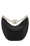 Valentino Black Leather Medium Hobo Vlogo Moon Shoulder Bag In Black