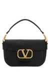 Valentino Vlogo Embellished Textured-leather Shoulder Bag In Black