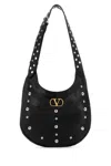 Valentino Garavani Small Hoboho Chevron Quilted Shoulder Bag With Studs In Black