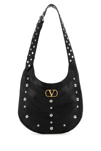 Valentino Garavani Small Hoboho Chevron Quilted Shoulder Bag With Studs In Black
