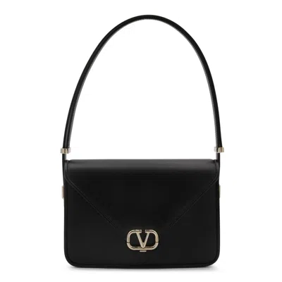 Valentino Garavani Black Leather V Logo Crossbody Bag
