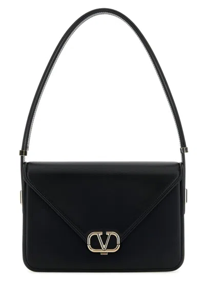 Valentino Garavani Black Leather V Logo Crossbody Bag