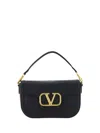 Valentino Alltime Grained Leather Shoulder Bag In Black