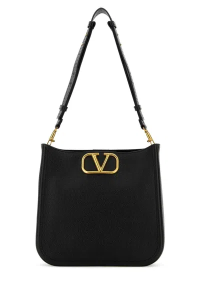 Valentino Garavani Black Leather Vlogo Crossbody Bag