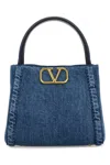 Valentino Denim Small Alltime Handbag In Blue