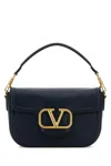 Valentino Midnight Blue Leather Alltime Shoulder Bag In Blue