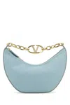 Valentino Women's Leather Small Hobo Vlogo Moon Handbag In Bluporcellany