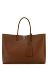 Valentino Brown Leather Vlogo Shopping Bag In Brown