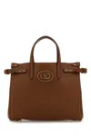 Valentino Garavani  Tobacco Leather Small Antibes Tote Bag In Brown