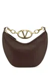 Valentino Brown Leather Mini Hobo Vlogo Moon Handbag In Cacao