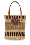 Valentino Raffia Bucket Bag Featuring Dual Handles In Multi