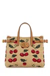 Valentino Embroidered Raffia Small Antibes Handbag In Naturalemulticolornaturalcamel