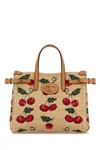 Valentino Embroidered Raffia Small Antibes Handbag In Naturalemulticolornaturalcamel