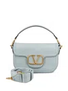 Valentino Vg All Time Light Blue Calf Leather Shoulder Bag In Porcelain Blue