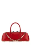 Valentino Sculpted Chain Stud Top Handle Bag In Rougepur