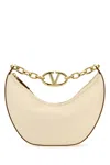 Valentino Garavani Ivory Leather Medium Hobo Vlogo Moon Shoulder Bag In White